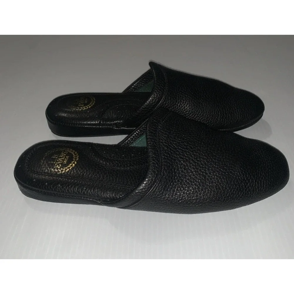 L.B. Evans Aristocrat Scuff Slippers Shoes Mens Size 8M Black Leather Mule House